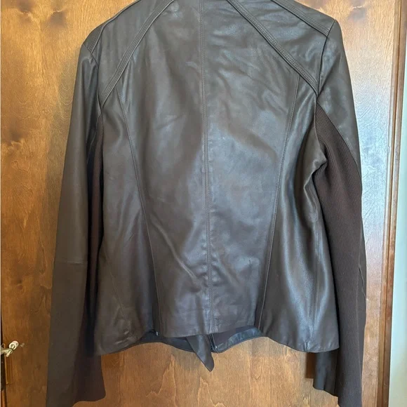 Brown Leather Jacket- Elie Tahari- medium/large - Picture 5 of 6